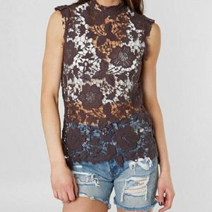 NWOT Gimmicks Mock Neck Crochet Tank Top S